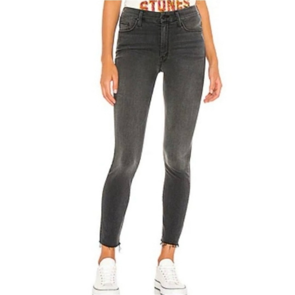 MOTHER High Waisted Looker Ankle Fray Lighting Up Lanterns Gray Size 25